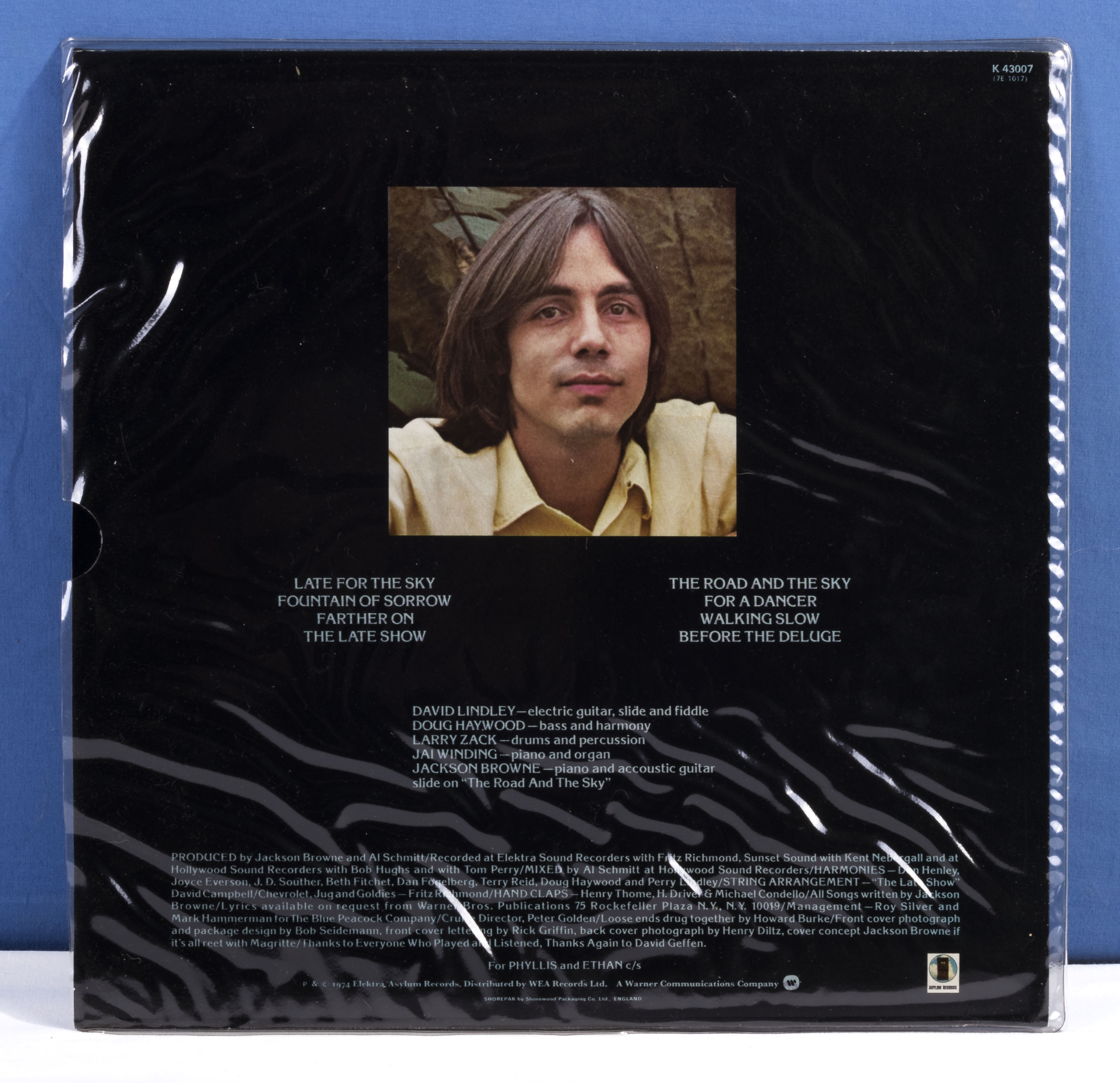 Jackson Browne - a copy of Late for the Sky, Asylum Records, K 43007, VG+ to near mint - Image 2 of 3