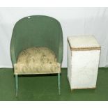 A Lloyd Loom chair and linen box