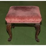 A late Victorian cabriolet legged stool