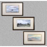 Three framed watercolours depicting rural scenes signed A Leslie Evans