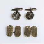 Three pairs of silver cuff links, 13gms