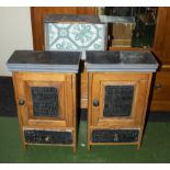 A pair of upcycled bedside cabinets and a side table