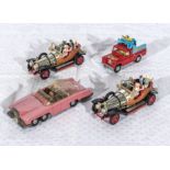 Four model cars, Thunderbirds, two Chitty Chitty Bang Bang and a Chipperfields Circus vehicle