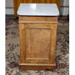 A Victorian marble top bedside cabinet, 47cm wide x 42cm deep and 76cm tall
