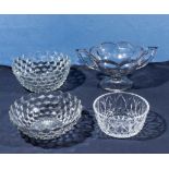 Four crystal glass bowls