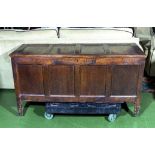 A period oak four panel coffer, 135cm x 53cm x 70cm