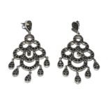 A pair of silver marcasite dropper earrings