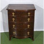 A 20th century small mahogany bow front chest, 58cm x 44cm and 76cm tall