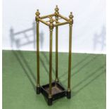 A Victorian brass and iron stick stand 63cm tall and 18cm square
