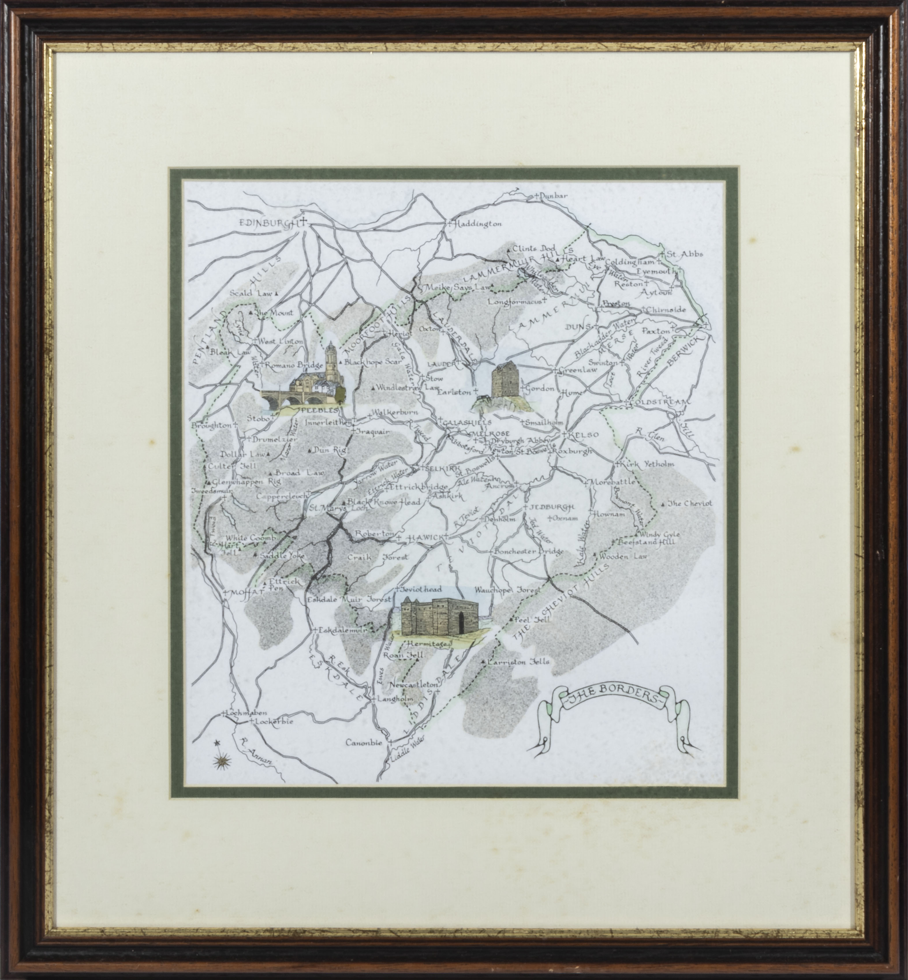 Two framed maps, The Borders 30 x 27 and Glamorgan 37cm x 50cm - Image 2 of 3