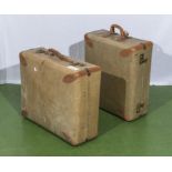 Two vintage suitcases, 58cm x 48cm and 48cm x 52cm and 20cm deep