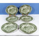 Six oval Staffordshire pottery plates