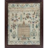 A small framed sampler by Margrat Suttie 1812, 40cm x 32cm