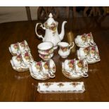 A Royal Albert 'Old Country Roses' twelve piece setting coffee service including coffee pot and mint