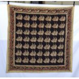 Vintage cotton square from Rajastan, hand-printed with duck design. Size 120cm x 120cm