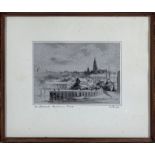 A framed print 'Berwick on Tweed' signed W Fergie, 13cm x 18cm