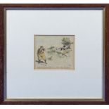 Three small framed prints of hunting scenes