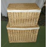 Two wicker storage baskets