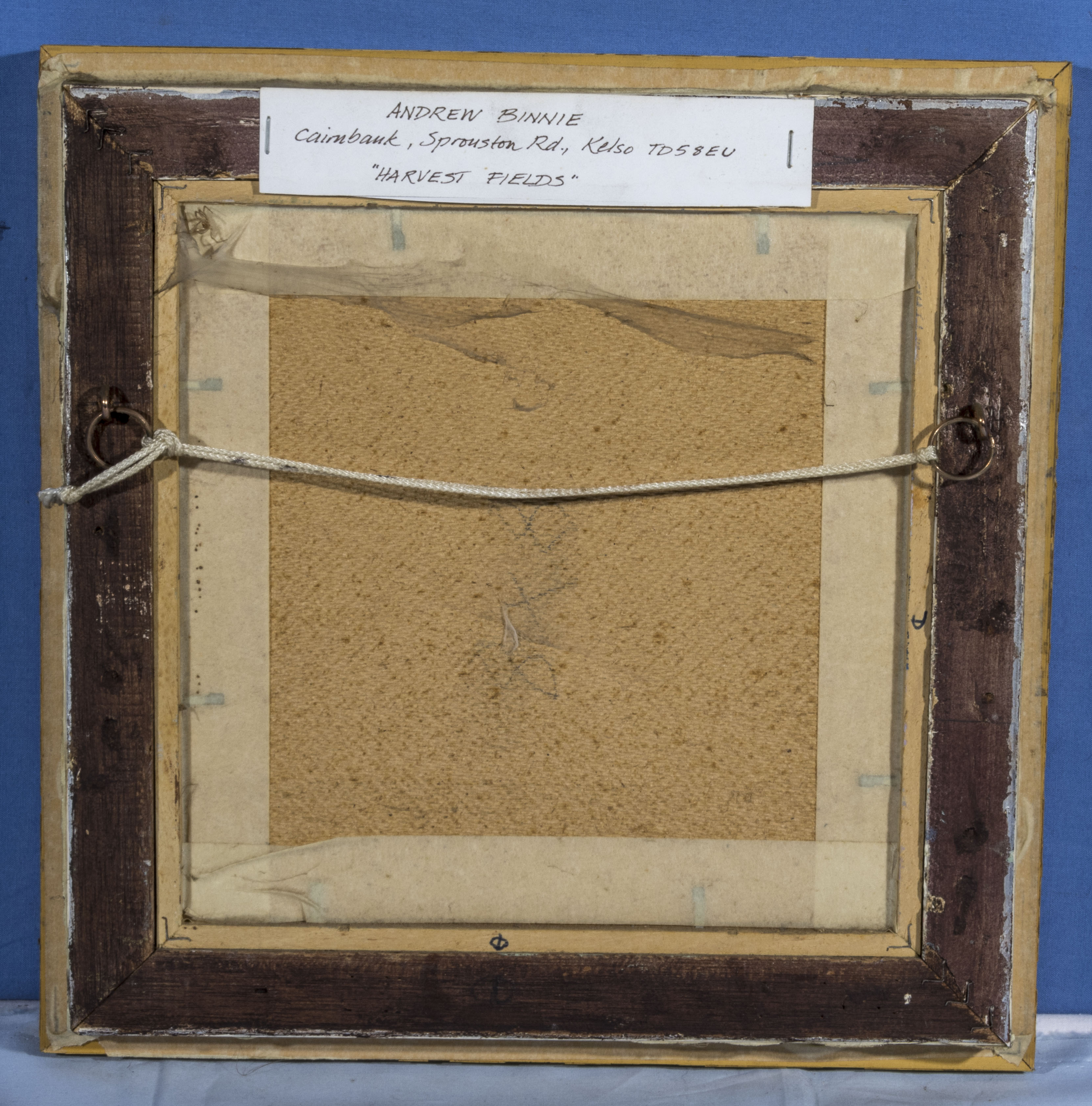 Andrew Binnie - Framed oil on board 'Harvest Fields' signed. 19cm x 18cm - Image 3 of 4