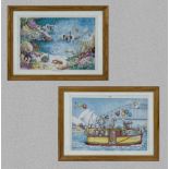 A pair of framed Koala cartoon prints by Richard Galbraith (Australian artist) 20cm x 28cm