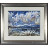 Kate Philp - Northumberland artist - a framed original acrylic titled 'Storm Of Scremerston' signed.