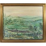 A gilt framed oil on board 'Auld Selkirk' signed AA 1999, overall size 59cm x 68cm
