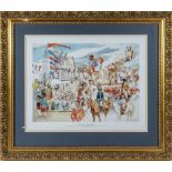 A gilt framed limited edition print 'Common Riding Selkirk' by Edwin Straker, overall size 58cm x