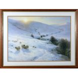 J Farquharson - A large gilt framed print 'Over Yonder Hills' 66cm x 86cm