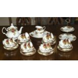 A Royal Albert 'Old Country Roses' twelve piece setting tea set including teapot and cake stand