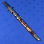 19C Chinese Jian short sword with tortoiseshell scabbard in need of some restoration