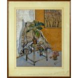 Nancy M Jack - A large framed pastel 'In the Garden Room' 66cm x 54cm