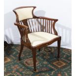 A good quality inlaid mahogany elbow chair.