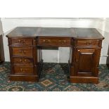 A mahogany desk 150cm wide x 74cm deep x 78cm tall