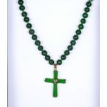 Green agate necklace with cross pendant