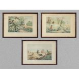 A set of three framed engravings, Woodcock Shooting, Pheasant Shooting and Partridge Shooting,