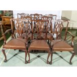 A set eight vintage dining chairs in the Georgian style.