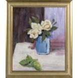 M Hirrell - A framed oil on board of a still life 30cm x 24cm