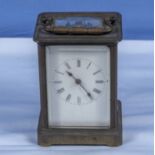 Antique French carriage clock 'Brevete GD' with alarm with white dial 5.25" tall