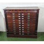 A large Victorian mahogany double-banked specimen chest 20 drawers plus a long top drawer, drop