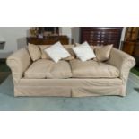 An extra large upholstered sofa, 2.4m x 1.2m x 82cm tall