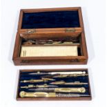 High quality Victorian draughtman's set of instruments in double layer fitted box