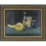 Andrew Binnie - Framed oil on canvas 'Still Life' signed. 38cm x 50cm. Painting to reverse