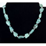 A chunky turquoise necklace