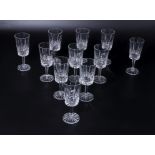 Eleven crystal wine glasses