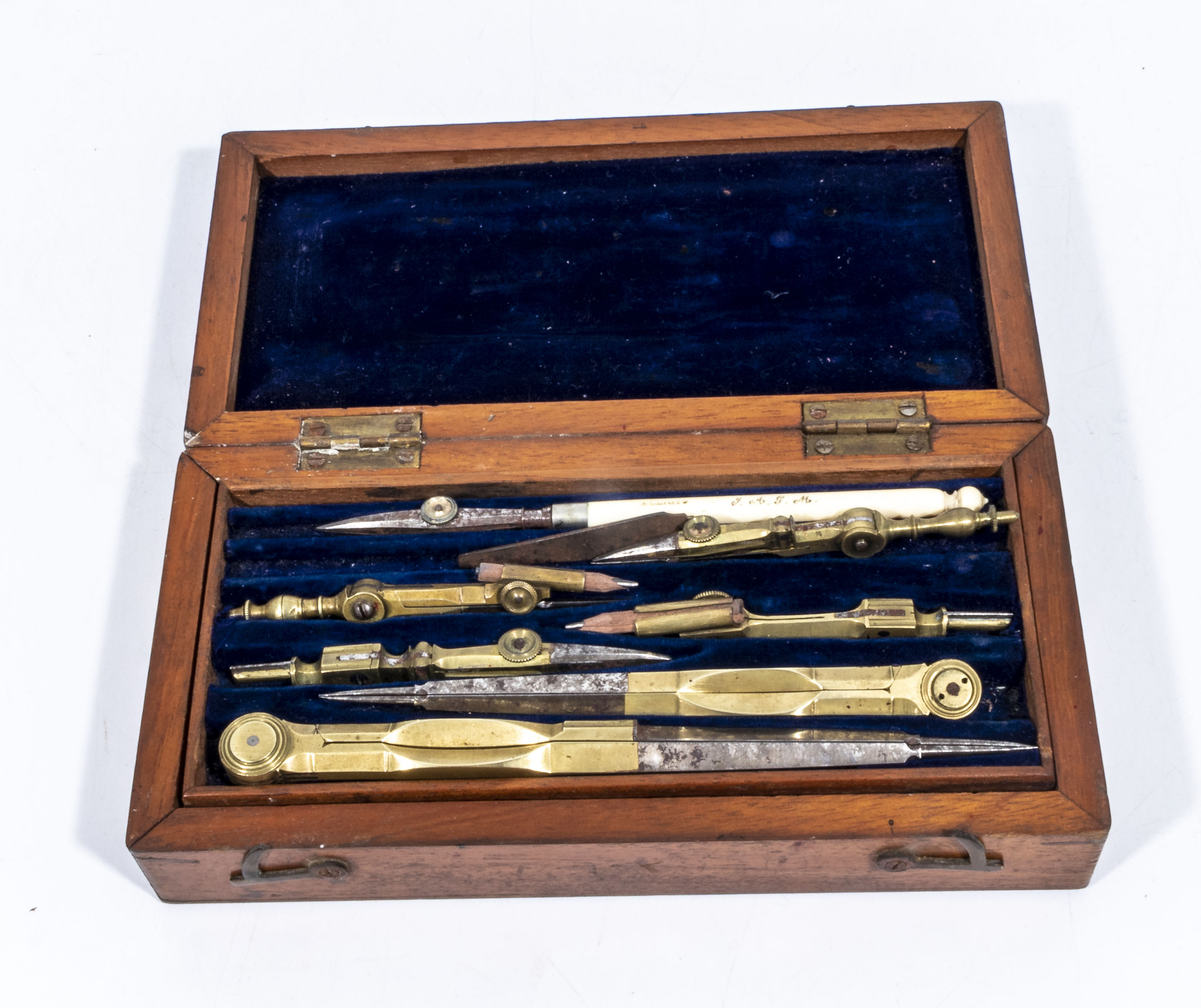 High quality Victorian draughtman's set of instruments in double layer fitted box - Image 2 of 3