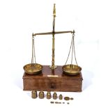 De Grave Short & Co. Victorian brass balance complete with drawer base together with ounce and