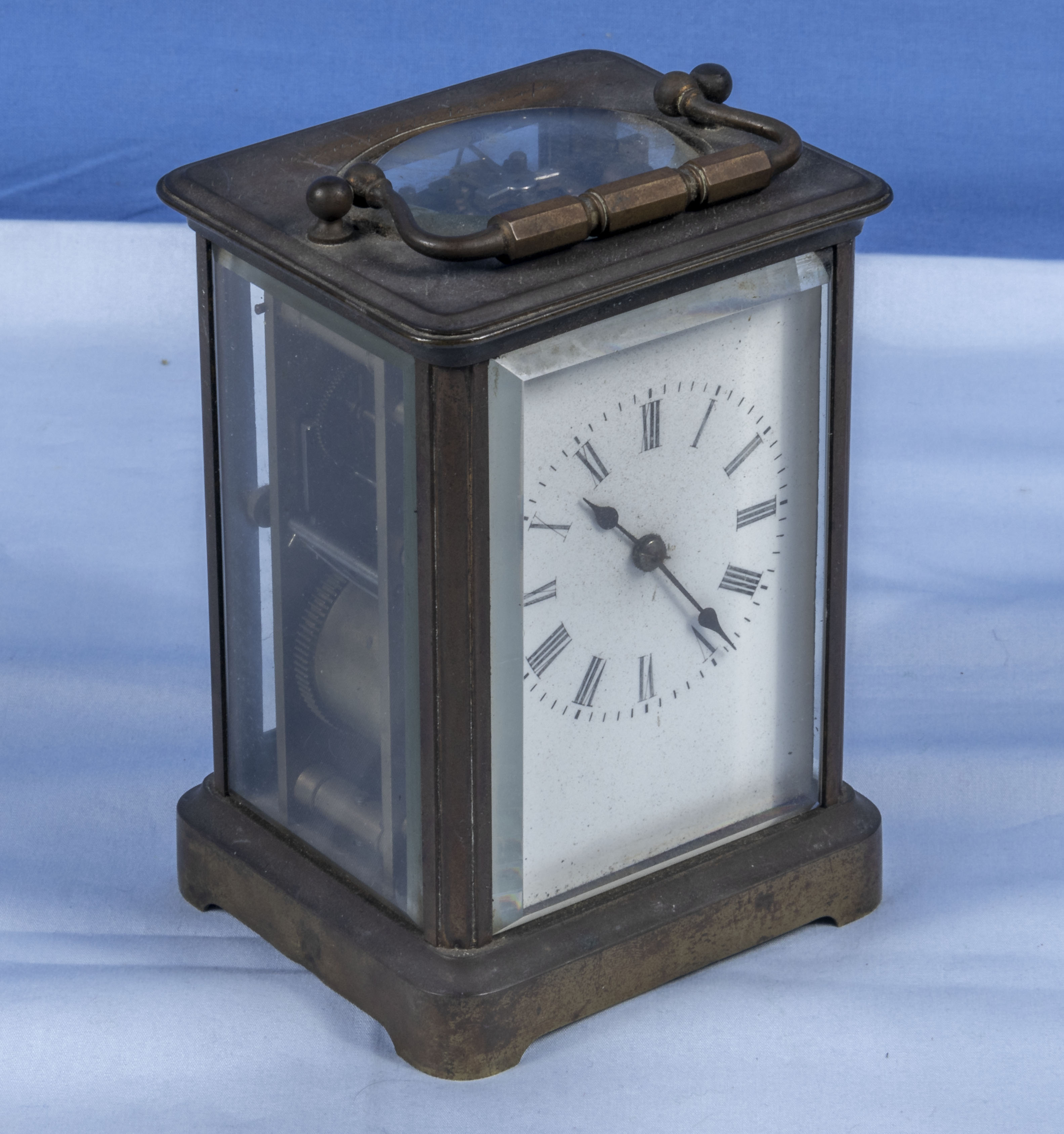 Antique French carriage clock 'Brevete GD' with alarm with white dial 5.25" tall - Image 3 of 7