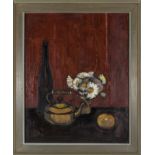 Andrew Binnie - A large framed oil on board 'Still Life with Kettle' 75cm x 60cm