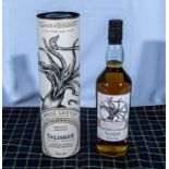 A bottle of Game of Thrones, House Grey Joy 1st edition Talisker Select Reserve Scottish single malt