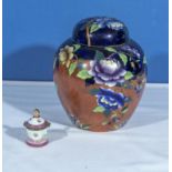 A Maling ware ginger jar and a small porcelain container